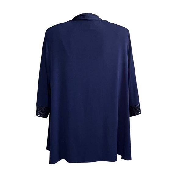 ALEX EVENINGS Size 1X Navy Blue Sequin Tank Top Cascade Jacket Dressy Twinset - Picture 4 of 11